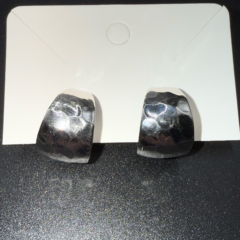 Sterling Silver Hammered Hoop Earrings